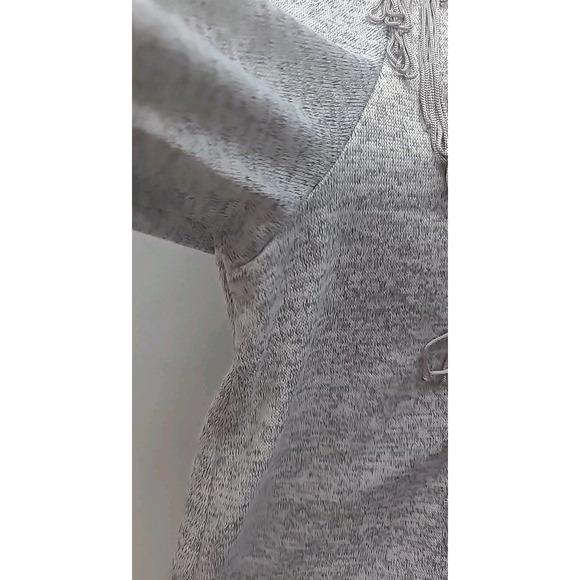 One World Womens 2X Top 3/4 Sleeve Detachable Scarf Gray Blue Shirt Hippie Boho - Picture 2 of 13